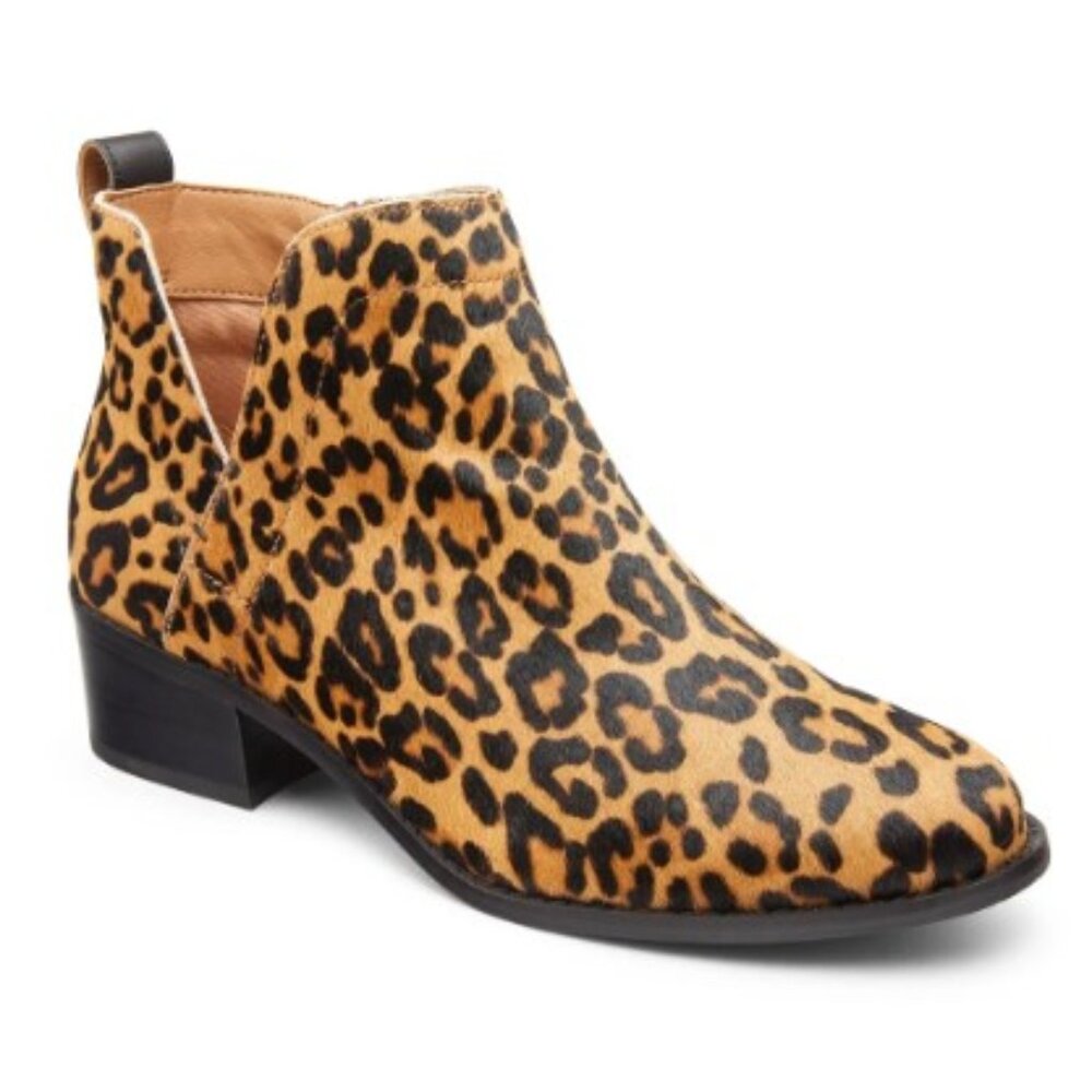 Vionic Leopard Print Ankle Booties - Tan and Black